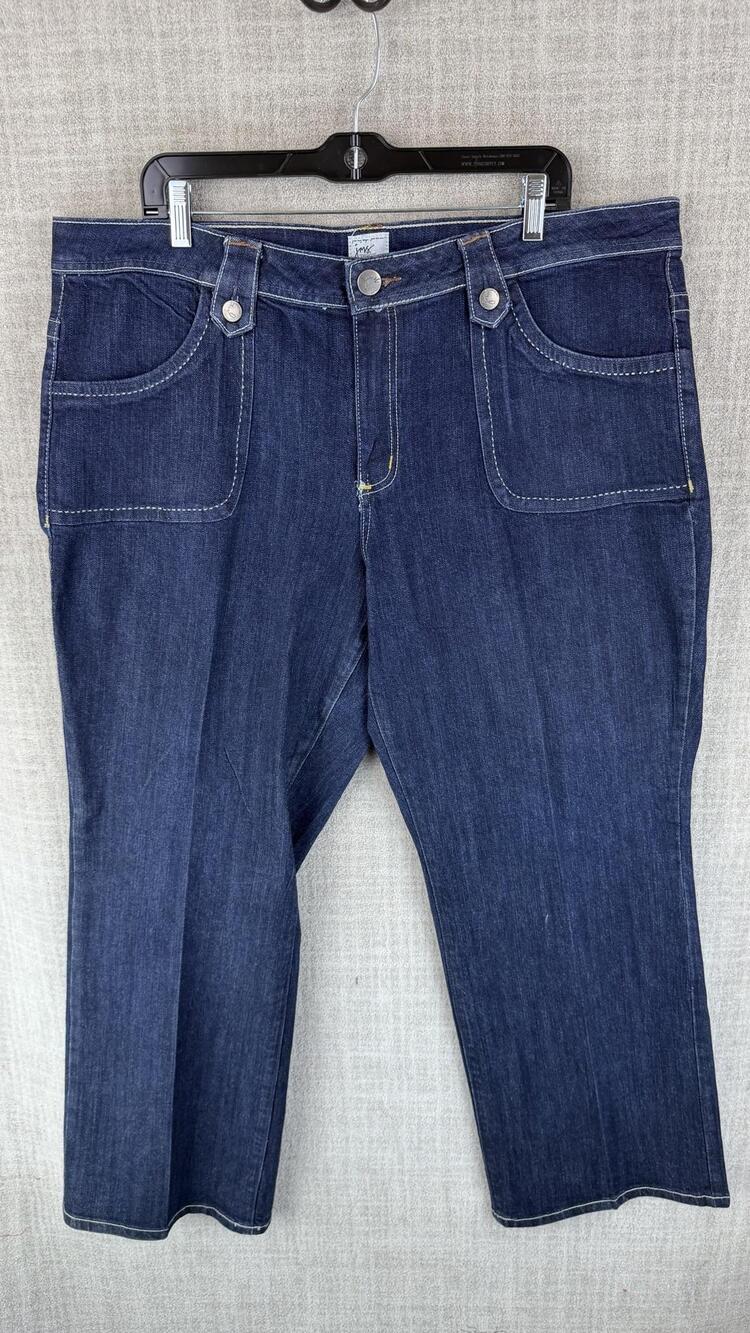 Just My Size Jeans Womens 20W Blue Dark Wash Cropped Relaxed Stretch Pockets